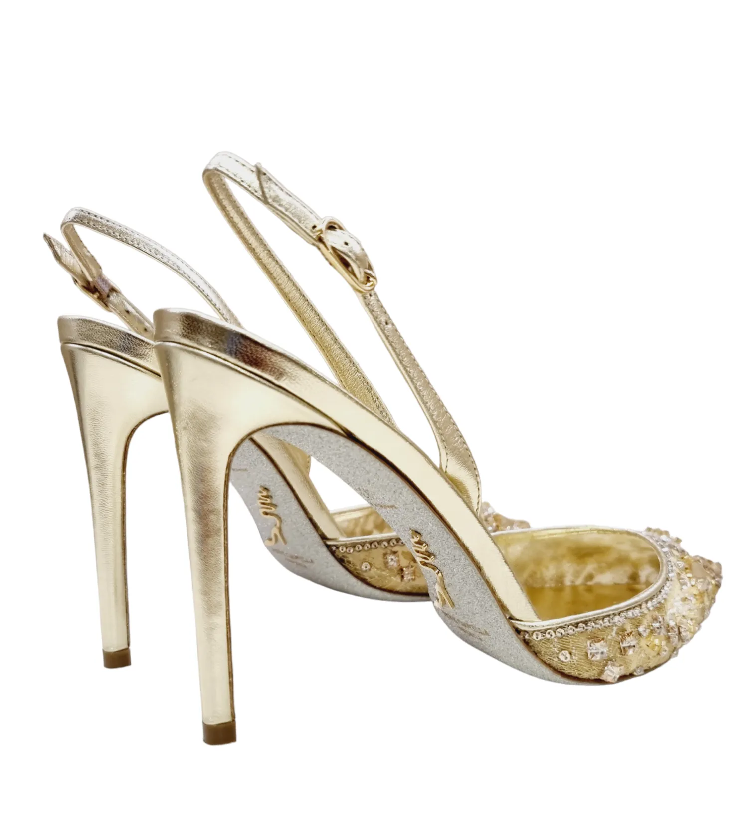 Aretha Gold Slingback With Crystals