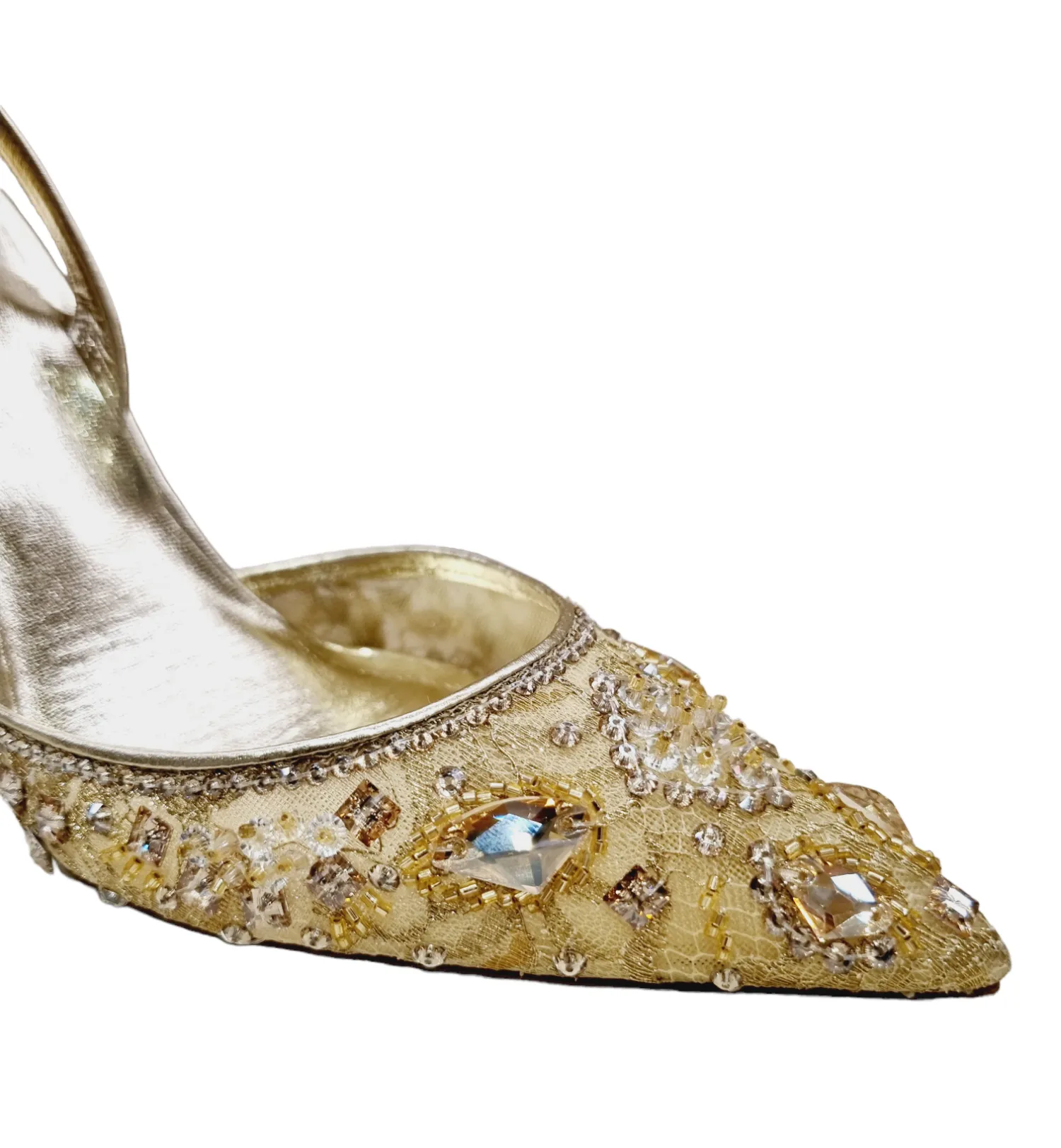 Aretha Gold Slingback With Crystals