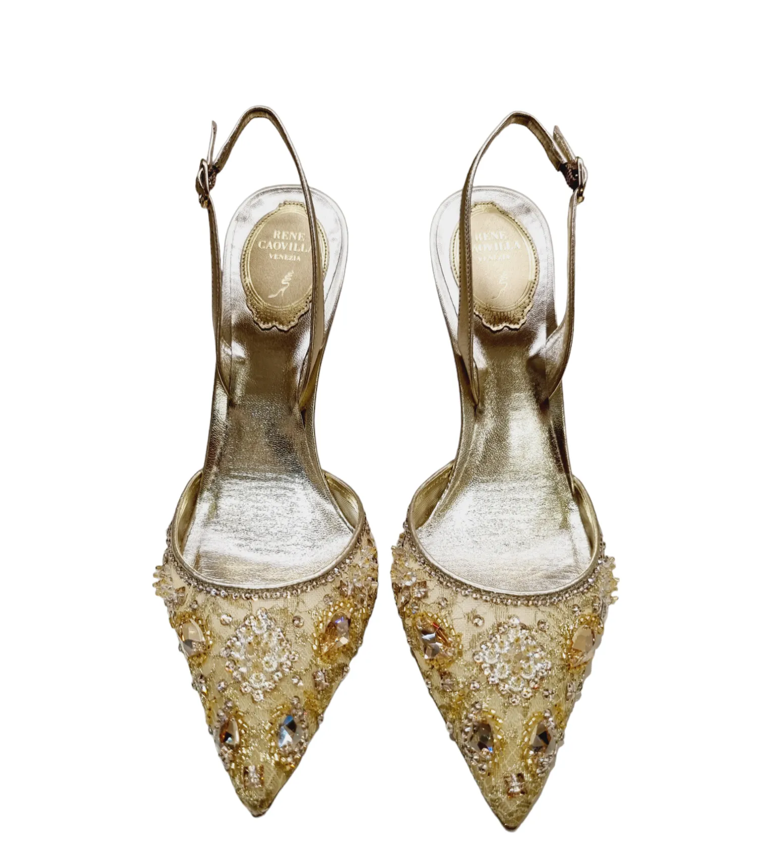 Aretha Gold Slingback With Crystals