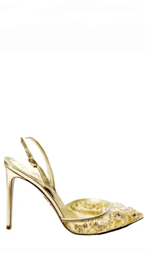 Aretha Gold Slingback With Crystals