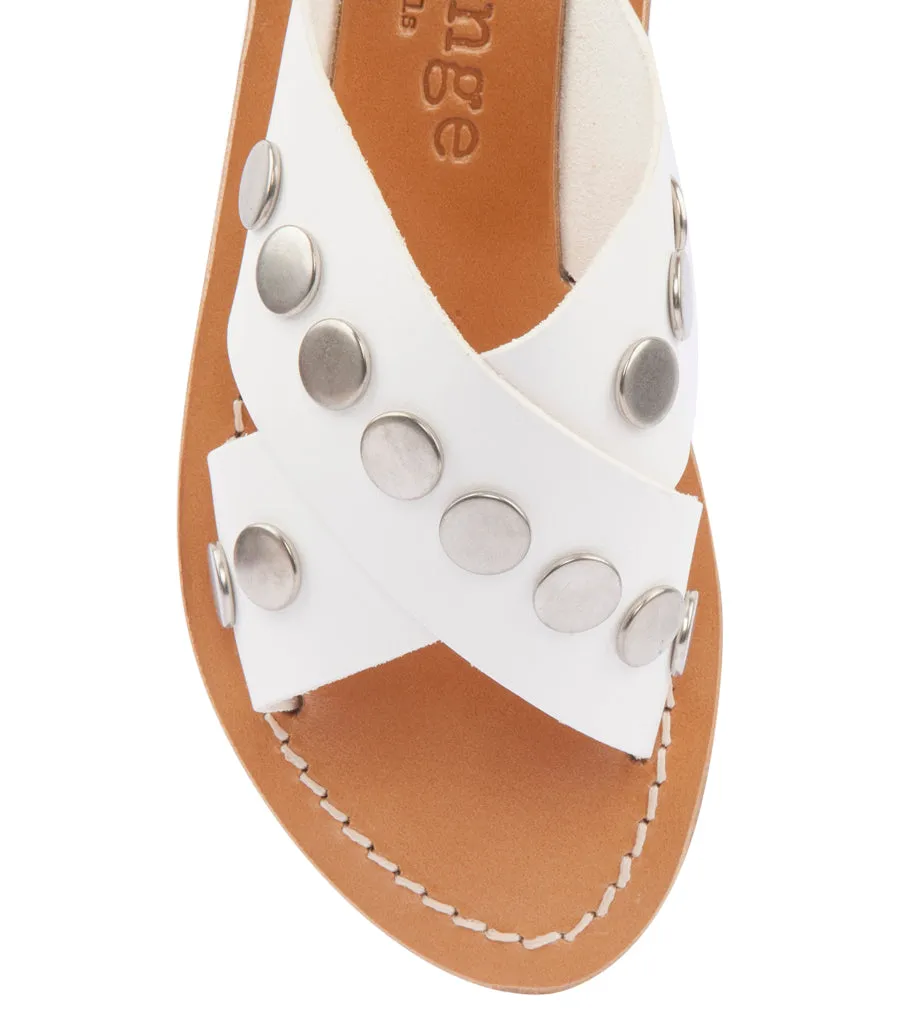ARIS STUDS SANDALS FT WIDE CRISSCROSS SUPPORT STAPS WHITE