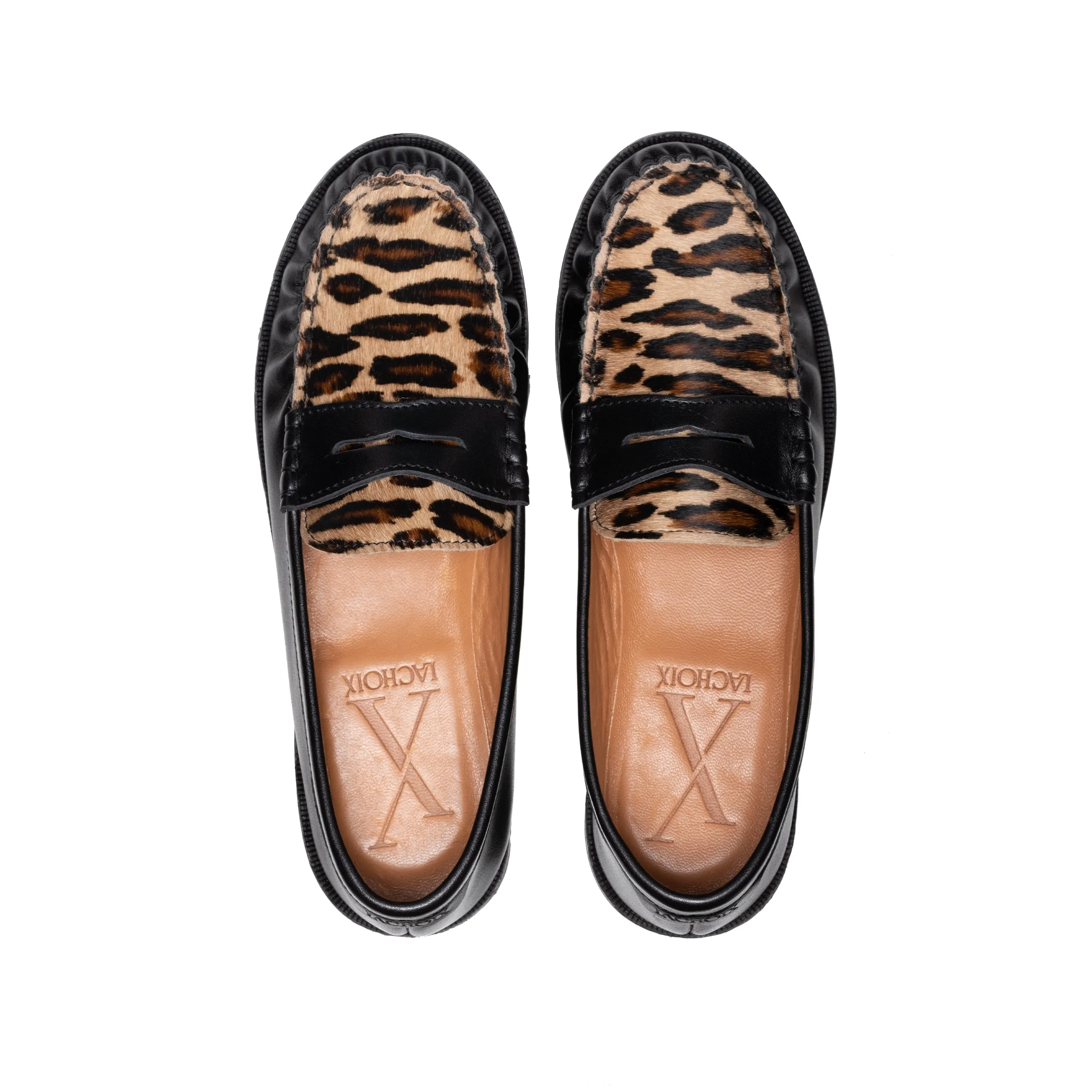 Black & Animal Print Penny Chunky Loafer