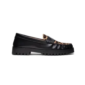 Black & Animal Print Penny Chunky Loafer