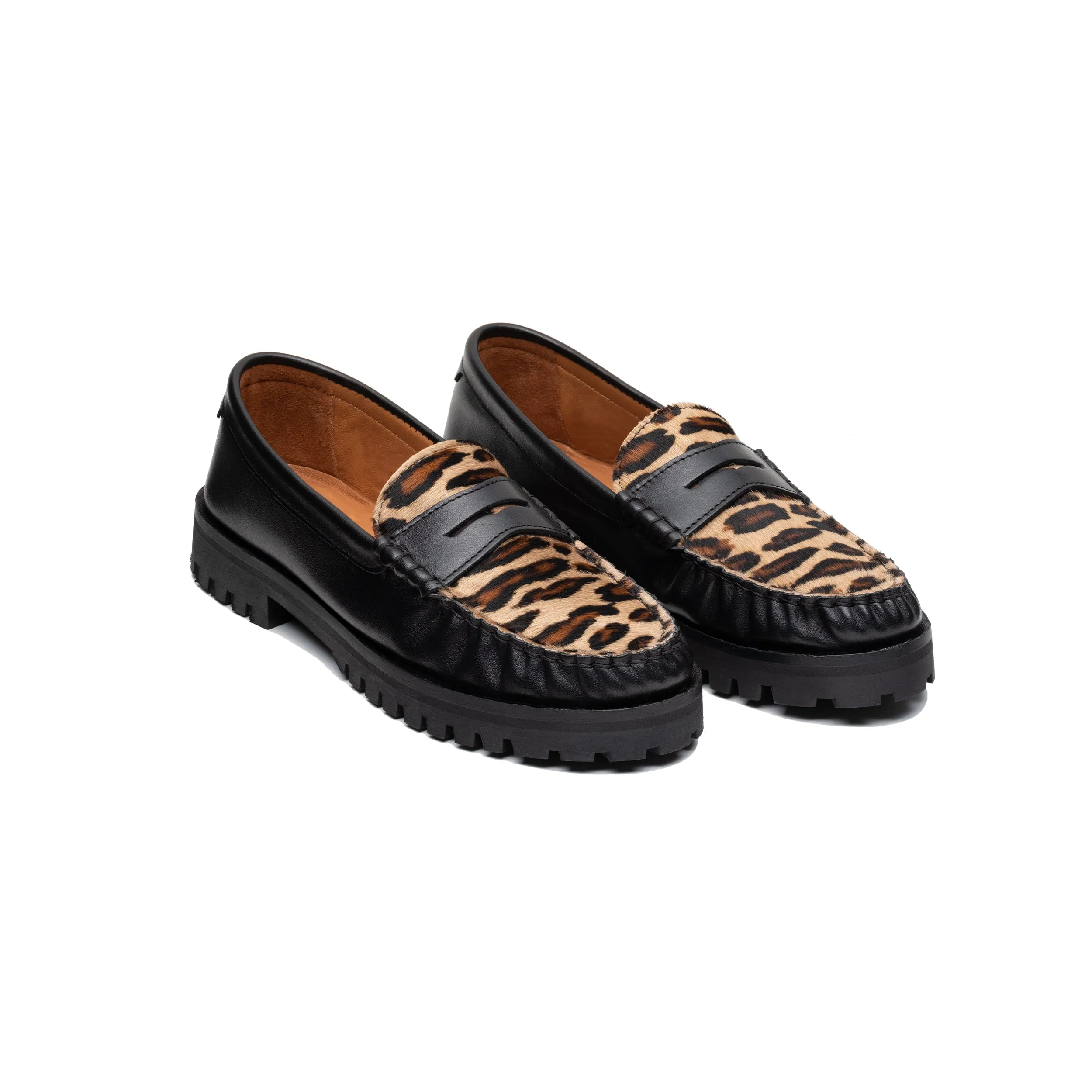 Black & Animal Print Penny Chunky Loafer