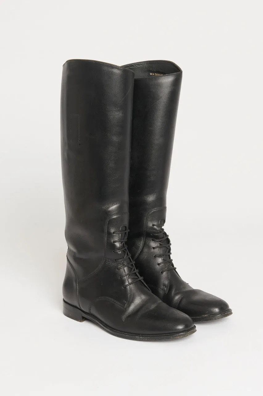 Black Equestrian Preowned Leather Boots