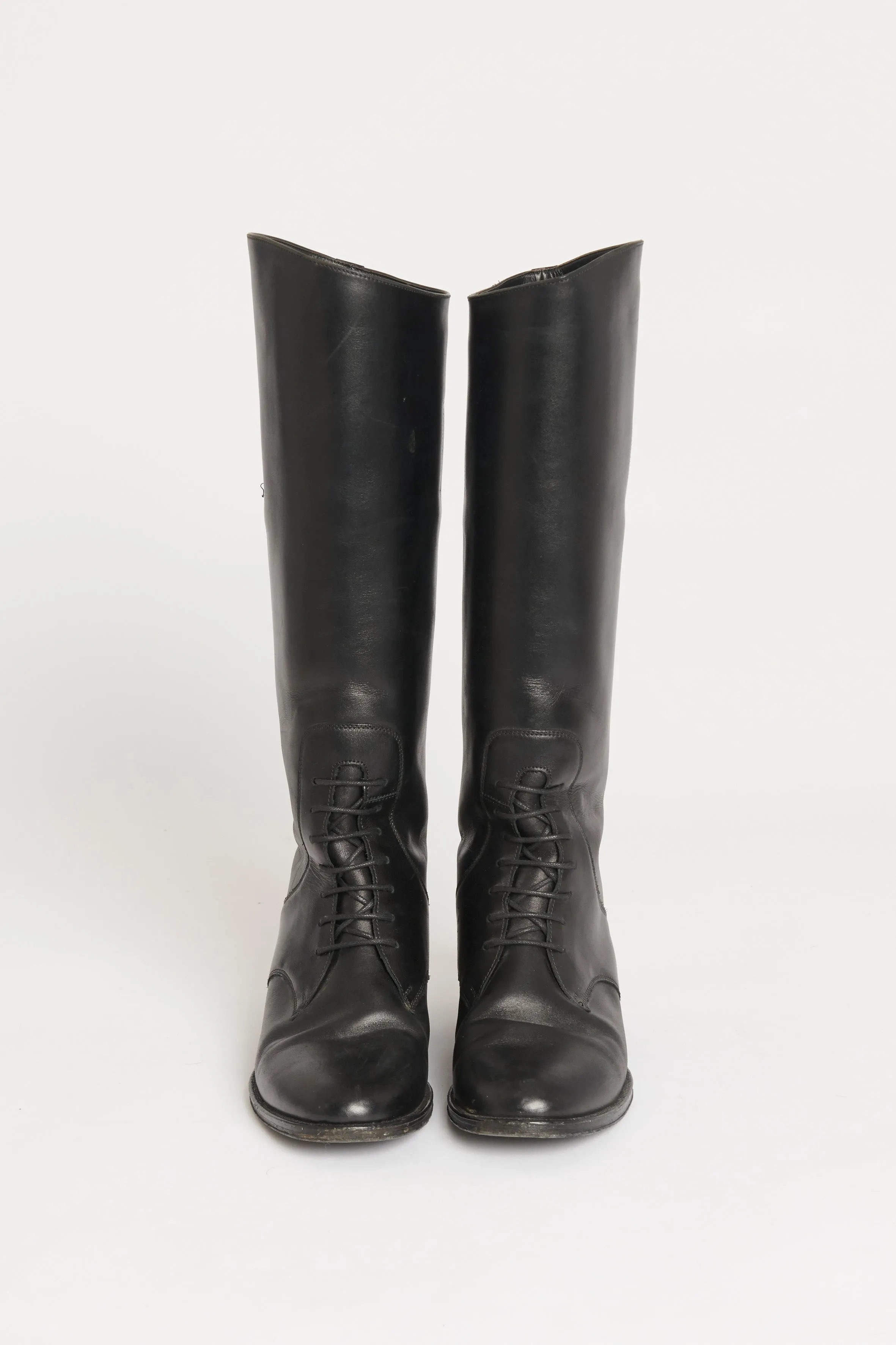 Black Equestrian Preowned Leather Boots