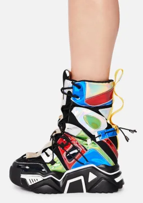 Black Holographic Game Changer Ankle Boots