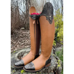 Custom DeNiro Raffaello Dressage Boot - Caprice Nuvolato Nocciola with Greta Brown America Top & Swarovski