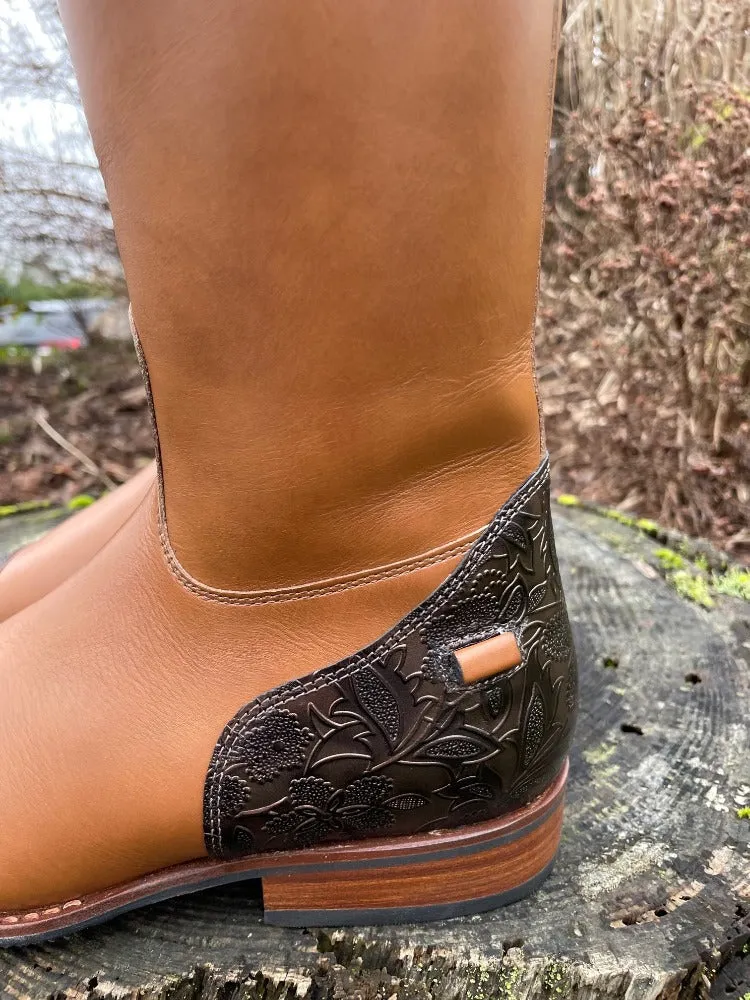 Custom DeNiro Raffaello Dressage Boot - Caprice Nuvolato Nocciola with Greta Brown America Top & Swarovski