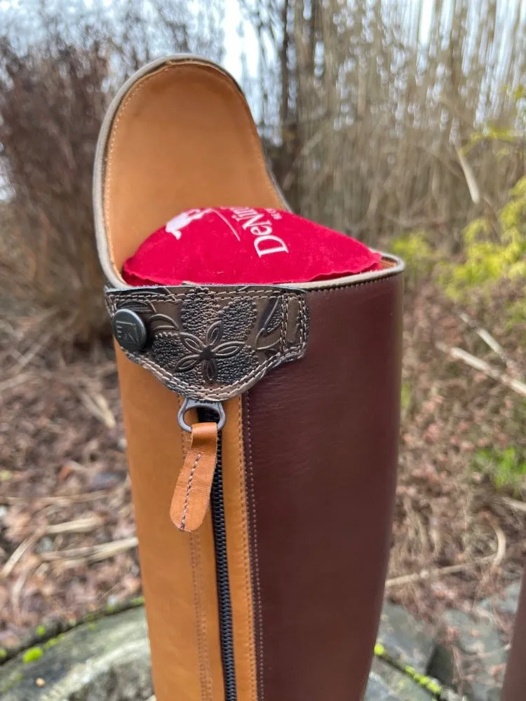 Custom DeNiro Raffaello Dressage Boot - Caprice Nuvolato Nocciola with Greta Brown America Top & Swarovski
