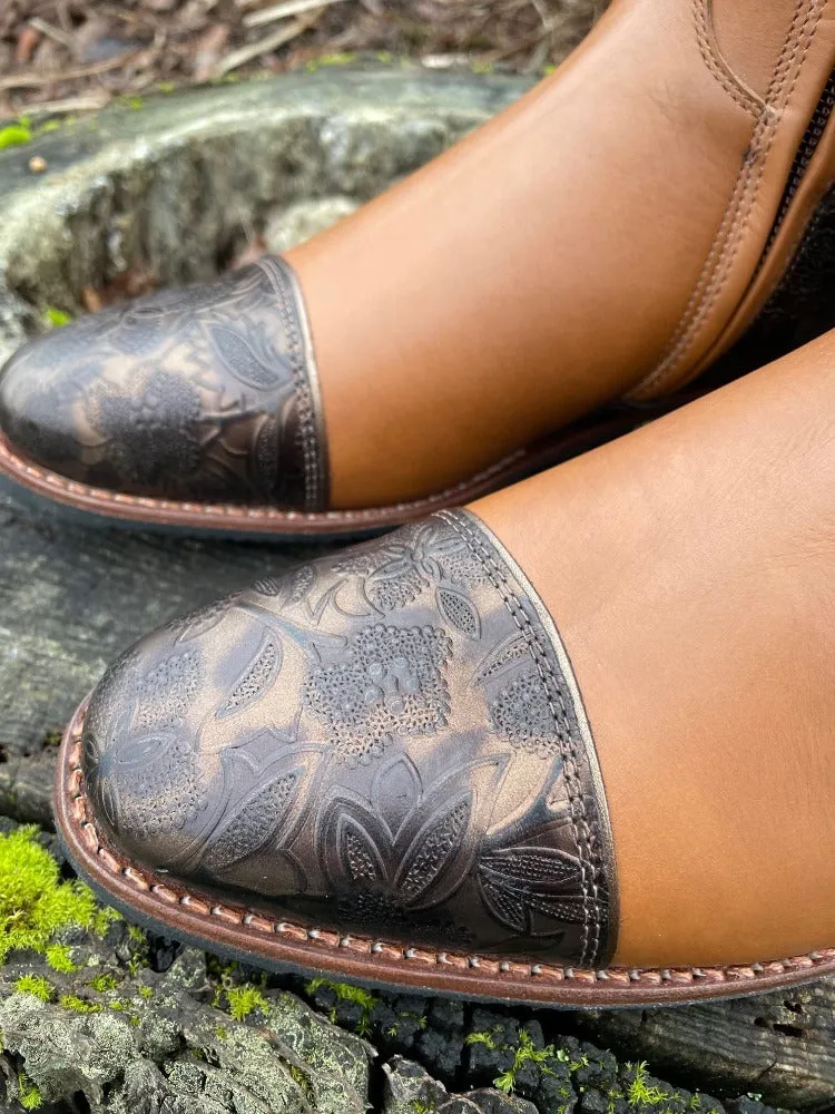 Custom DeNiro Raffaello Dressage Boot - Caprice Nuvolato Nocciola with Greta Brown America Top & Swarovski