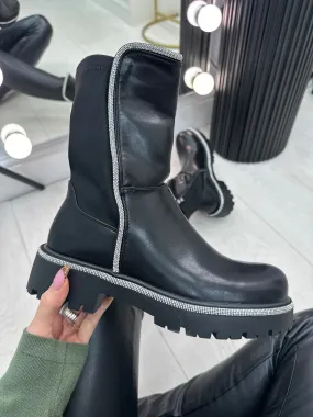 Dena Diamante Trim Detail Ankle Boots