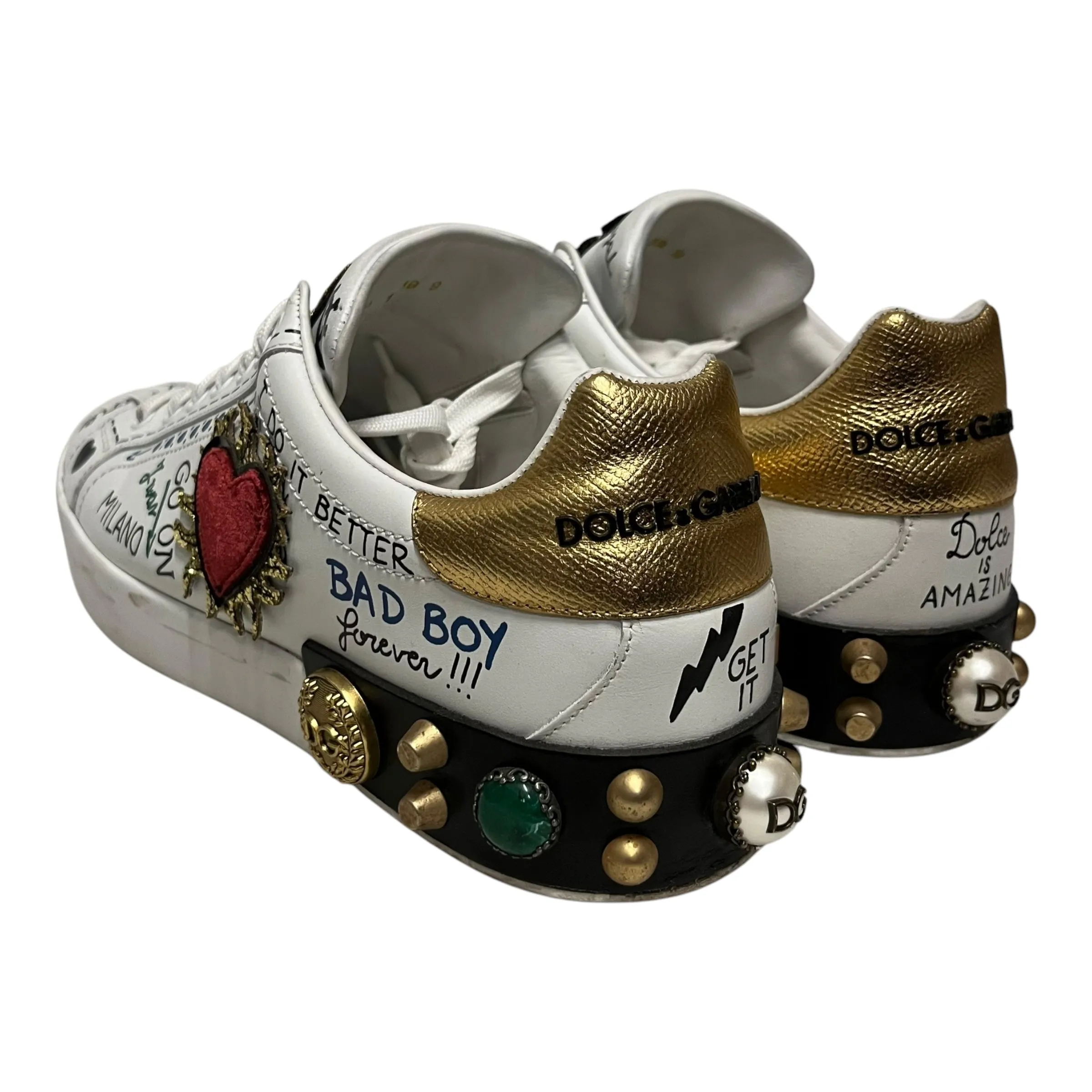 DOLCE&GABBANA/Low-Sneakers/US 9/Leather/WHT/Portofino Leather Low Trainer