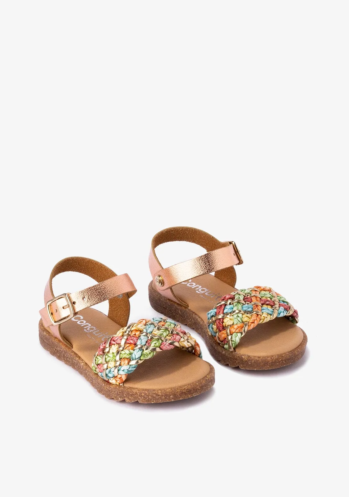 Girl's Multicolour Buckle Metallized Sandals