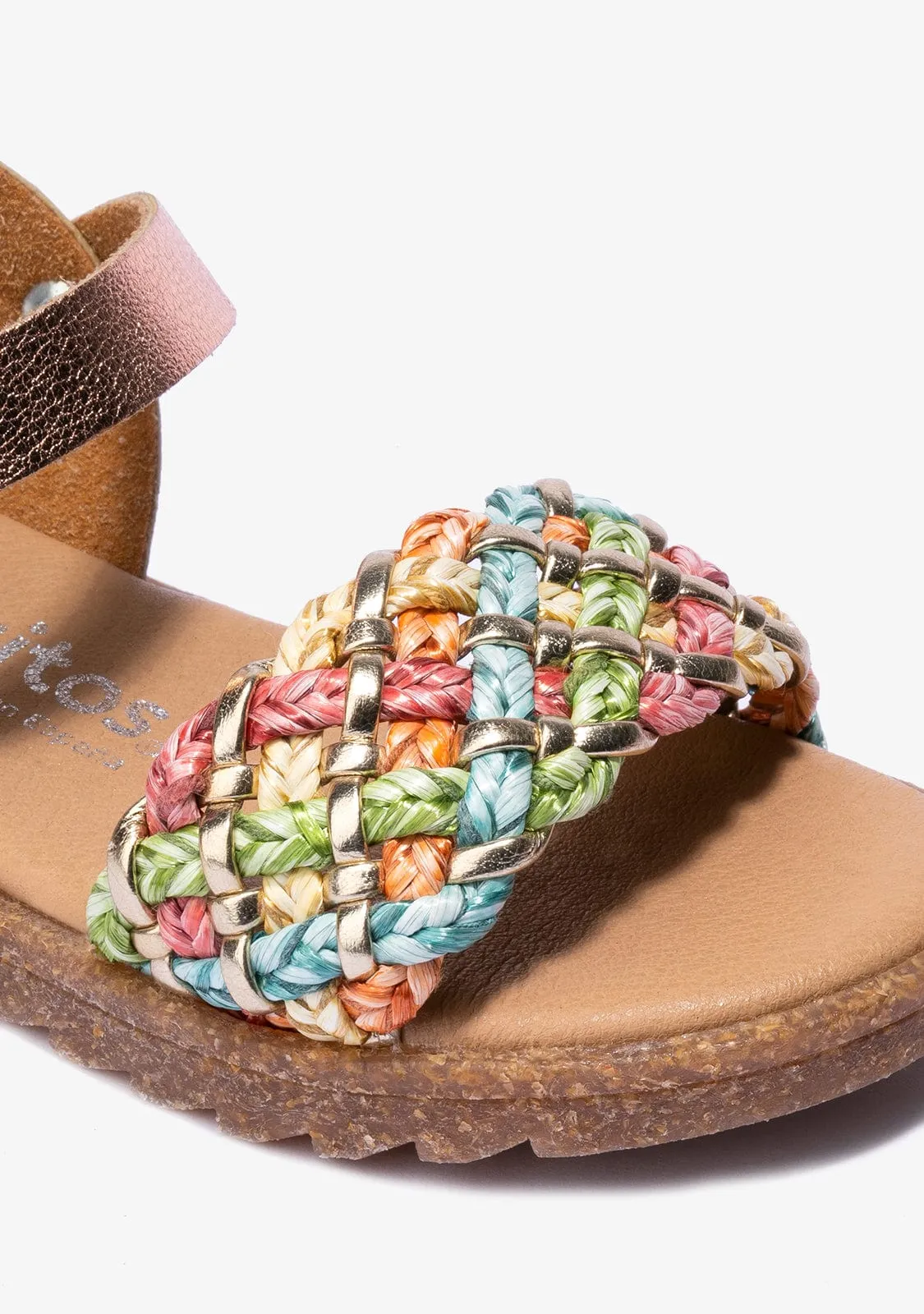 Girl's Multicolour Buckle Metallized Sandals