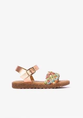 Girl's Multicolour Buckle Metallized Sandals