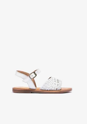 Girl's White Buckle Texture Sandals Napa
