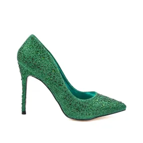 Glamorous Green Rhinestone High Heel Pumps | 415M-K