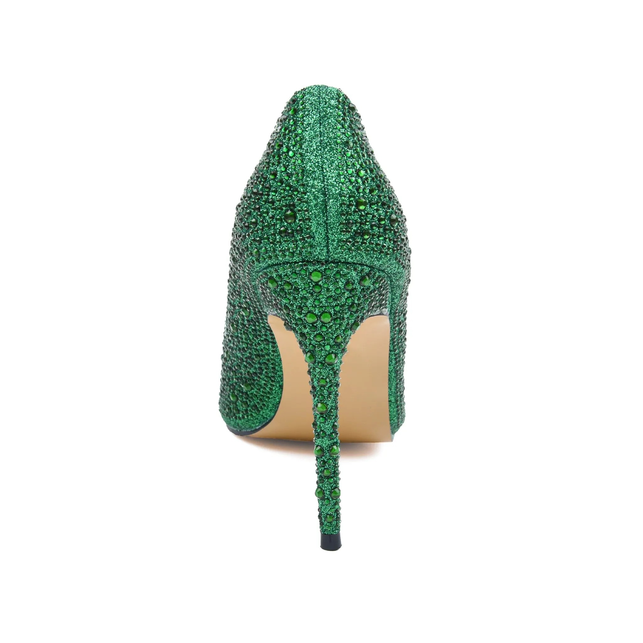 Glamorous Green Rhinestone High Heel Pumps | 415M-K