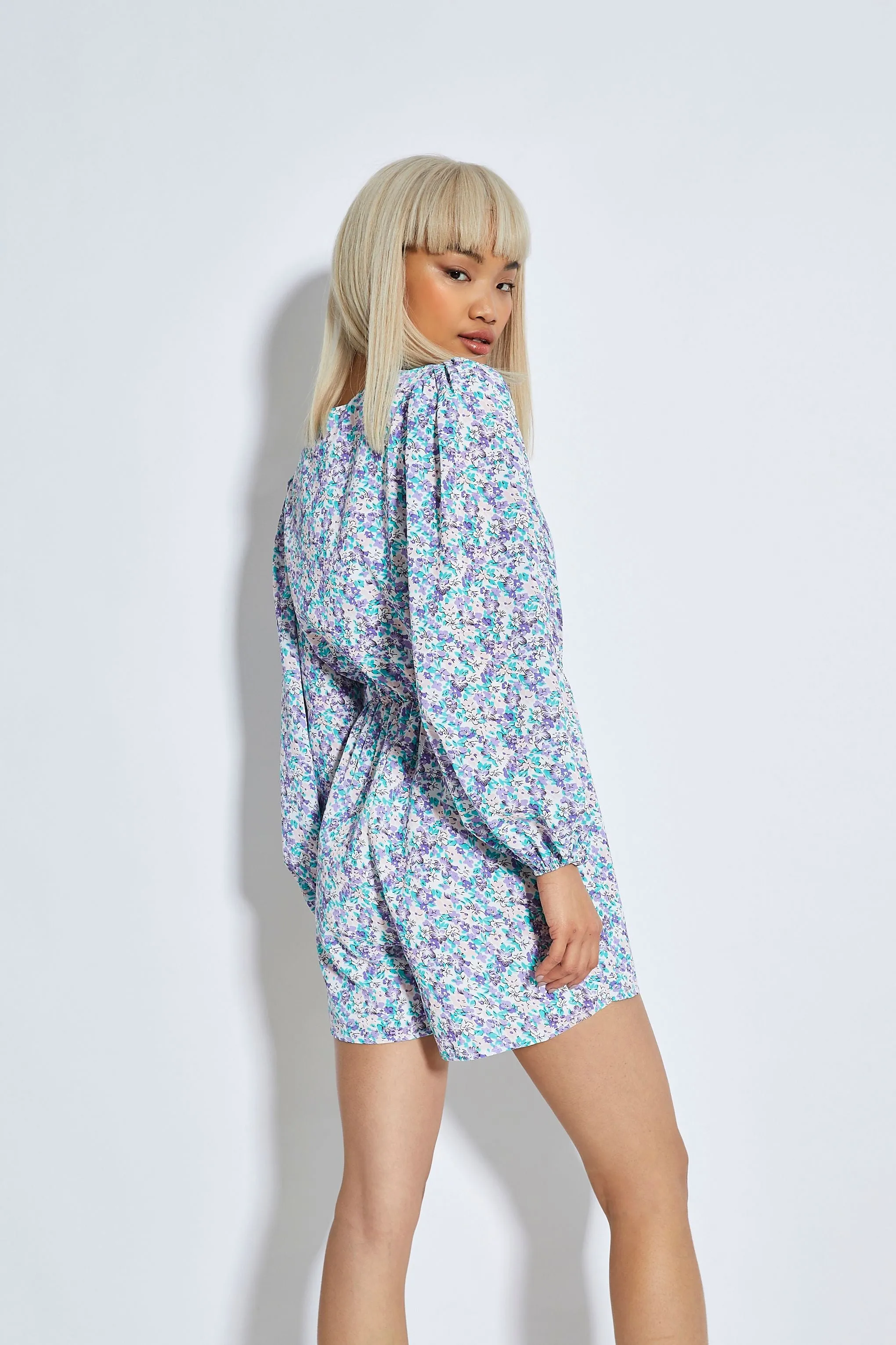 Glamorous Lilac Blue Ditsy Playsuit