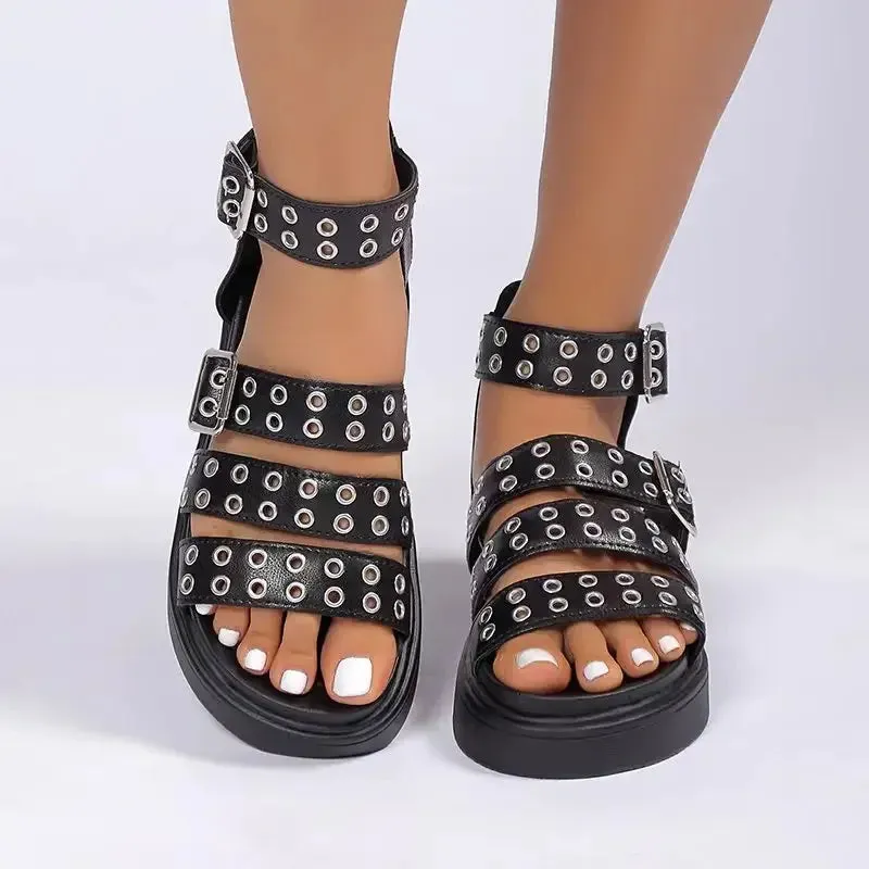 Joskaa 2024 New Open Toe Chunky Heel Sandals