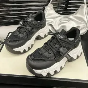 Lace Up Round Toe Platform Athletic Shoes