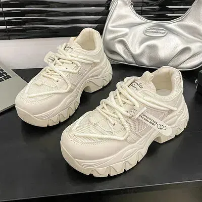 Lace Up Round Toe Platform Athletic Shoes