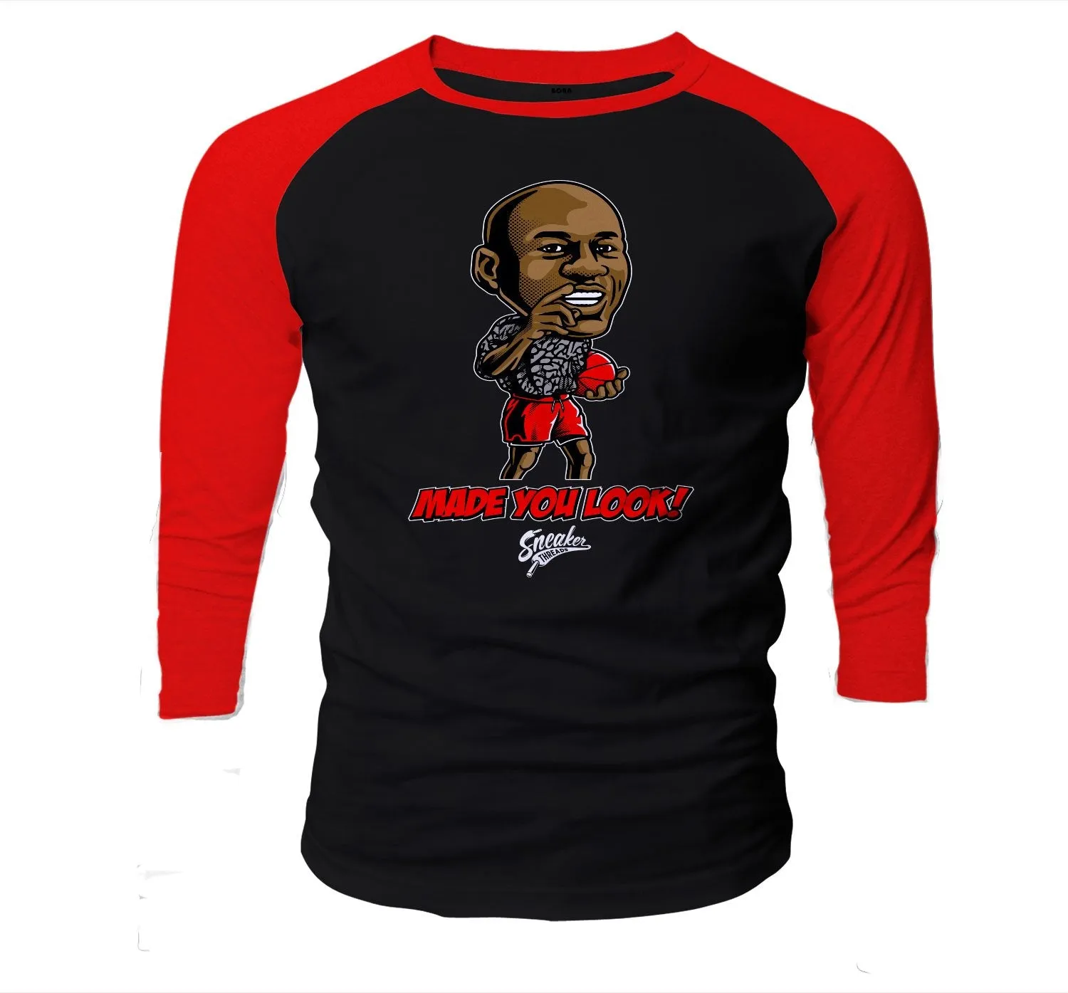 Retro 3 Red Cement Made You Look Raglan