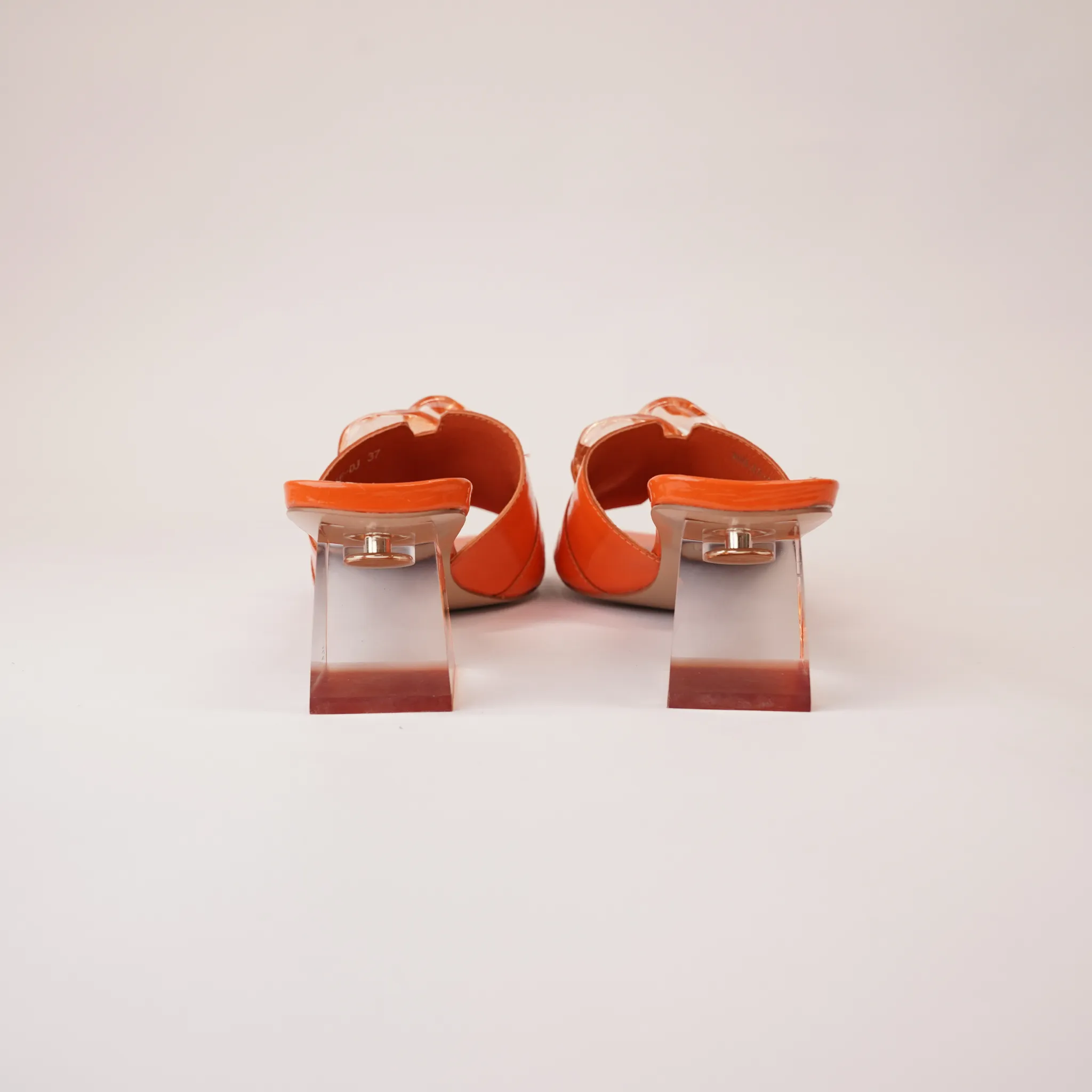 Rulie Orange Patent Leather Heels
