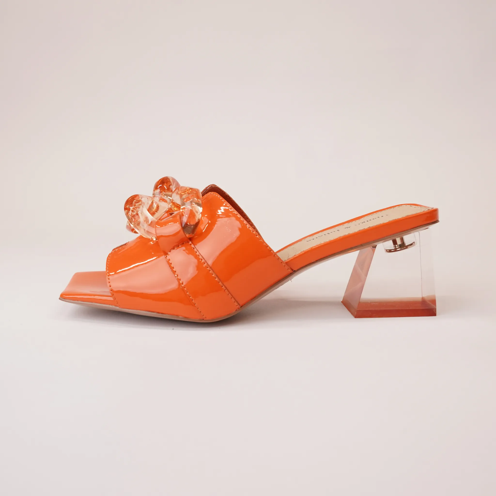Rulie Orange Patent Leather Heels