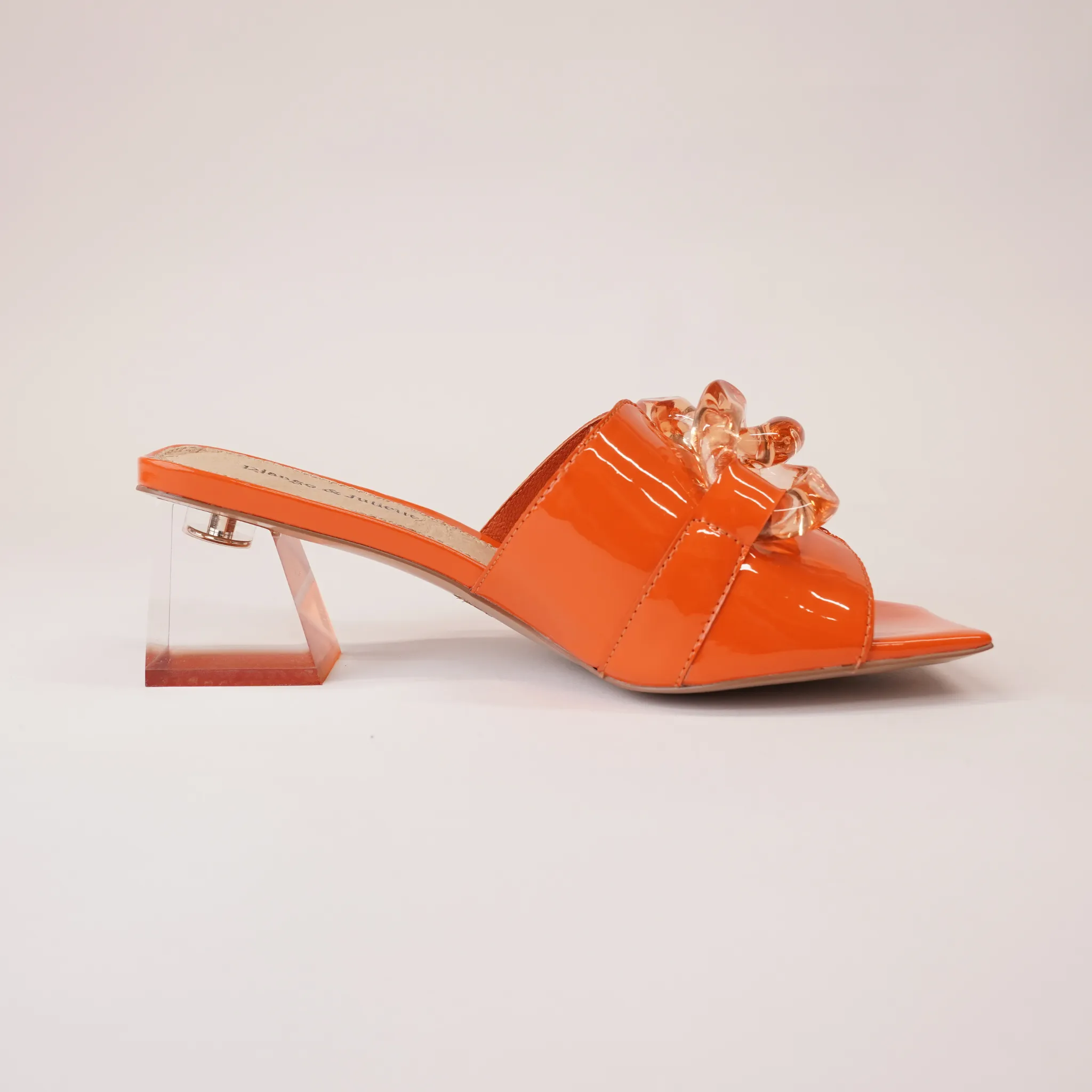 Rulie Orange Patent Leather Heels