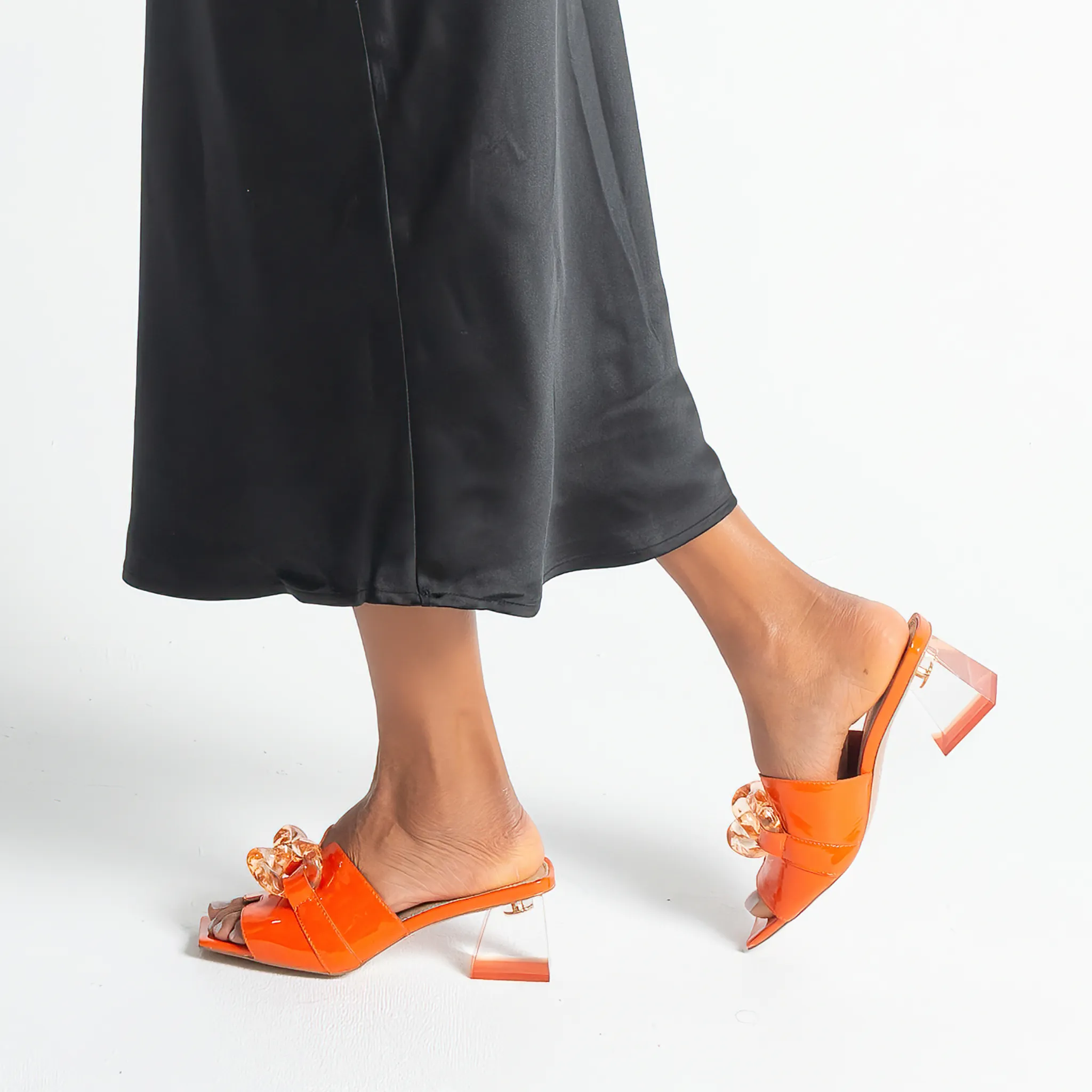 Rulie Orange Patent Leather Heels