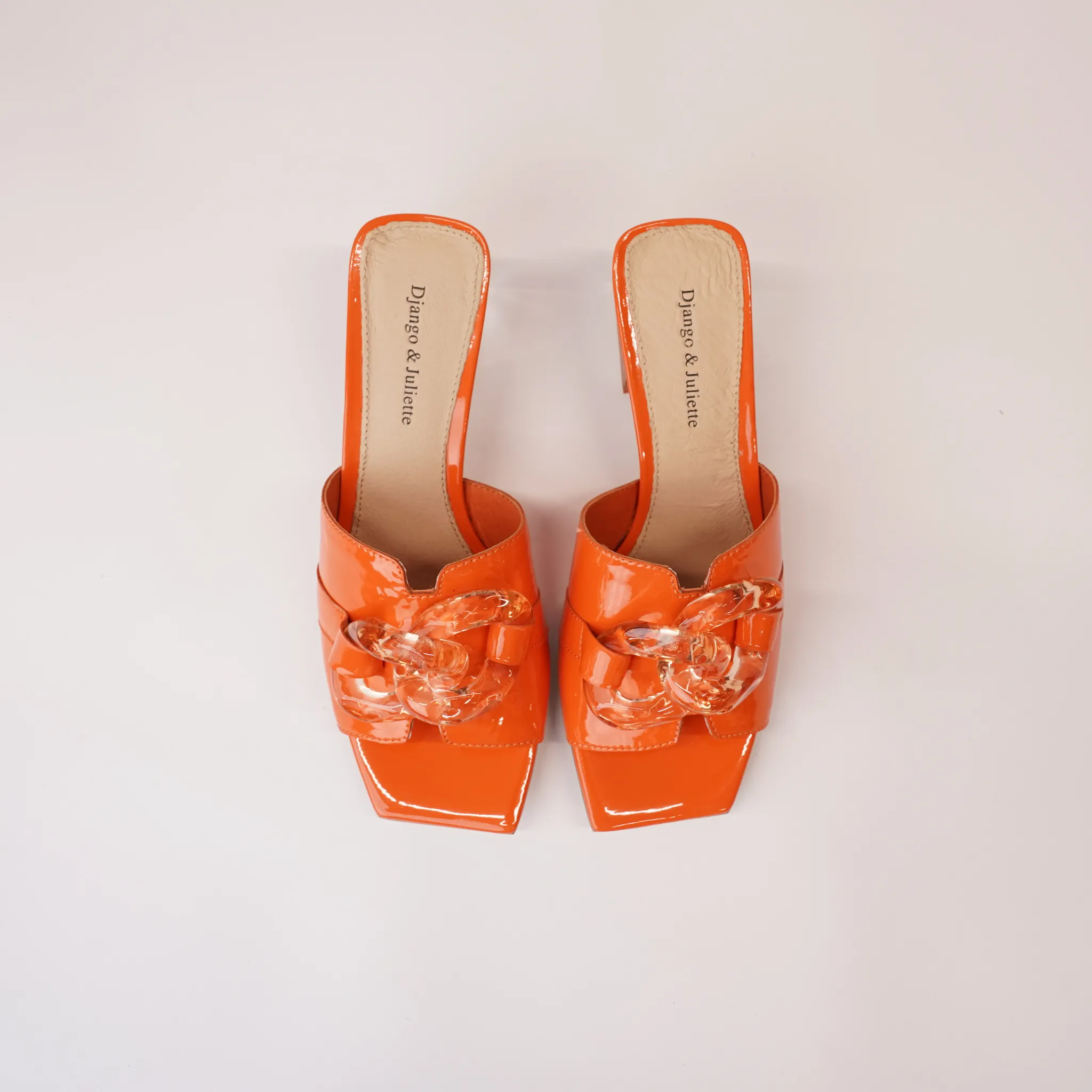 Rulie Orange Patent Leather Heels