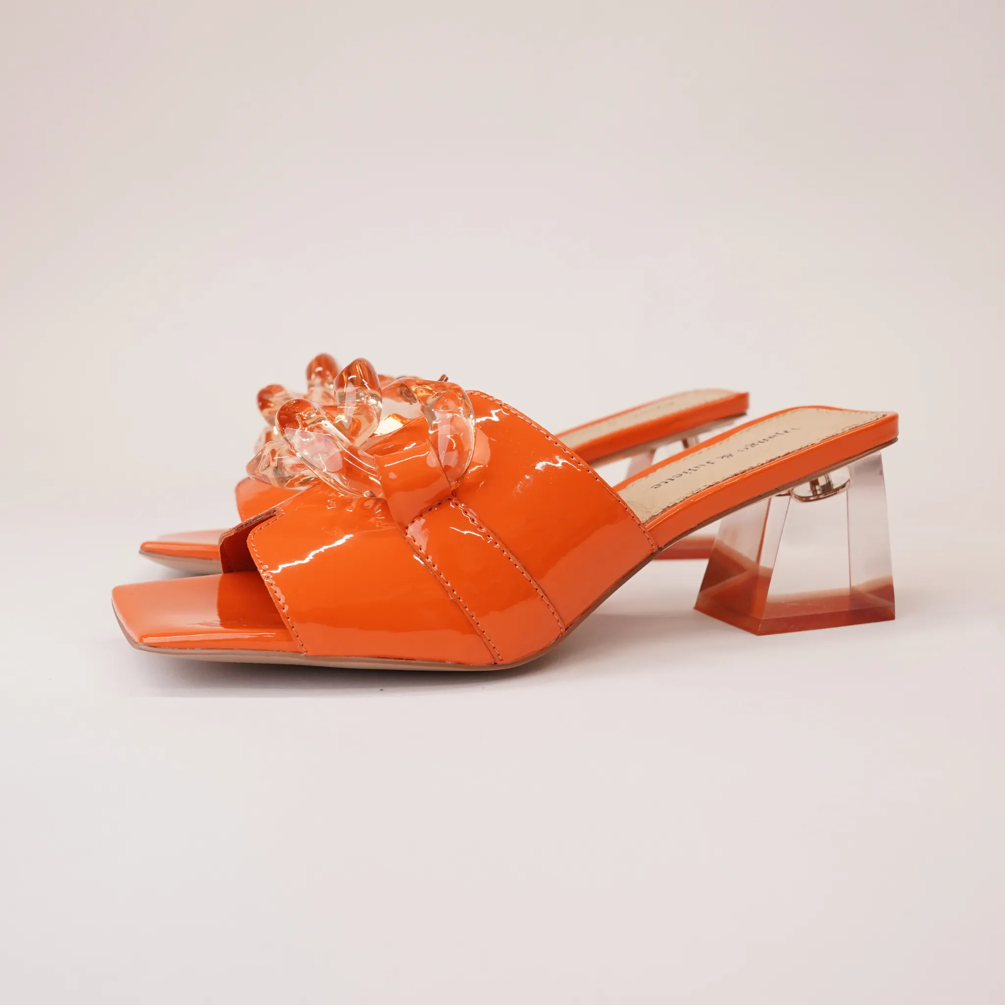 Rulie Orange Patent Leather Heels