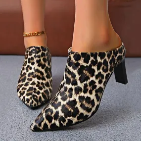 Women's Fashion Pointed Toe Leopard Print Sexy Slippers 22060373S