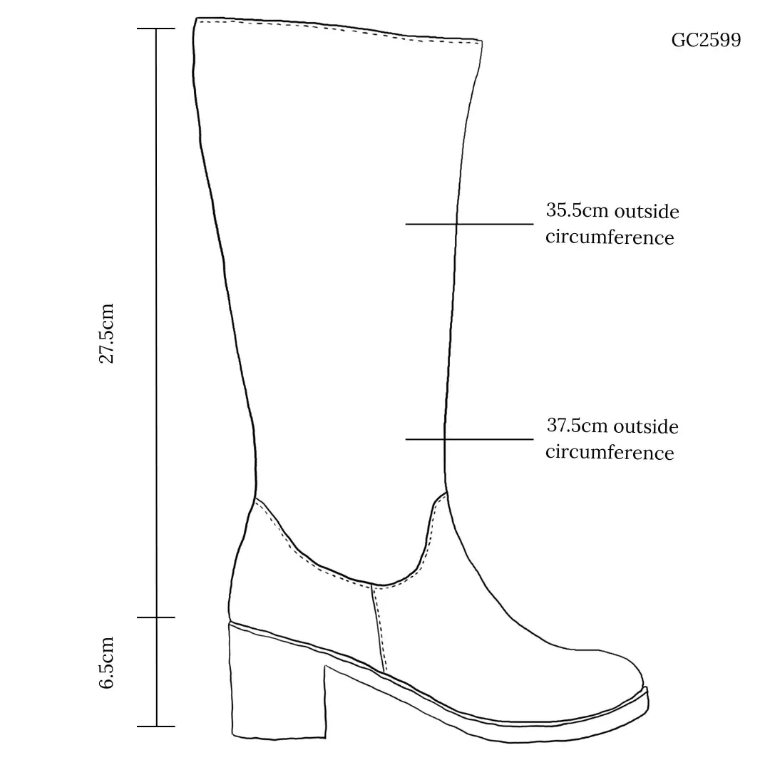 Women's heeled equestrian boot in calf leather nero (GC2599)