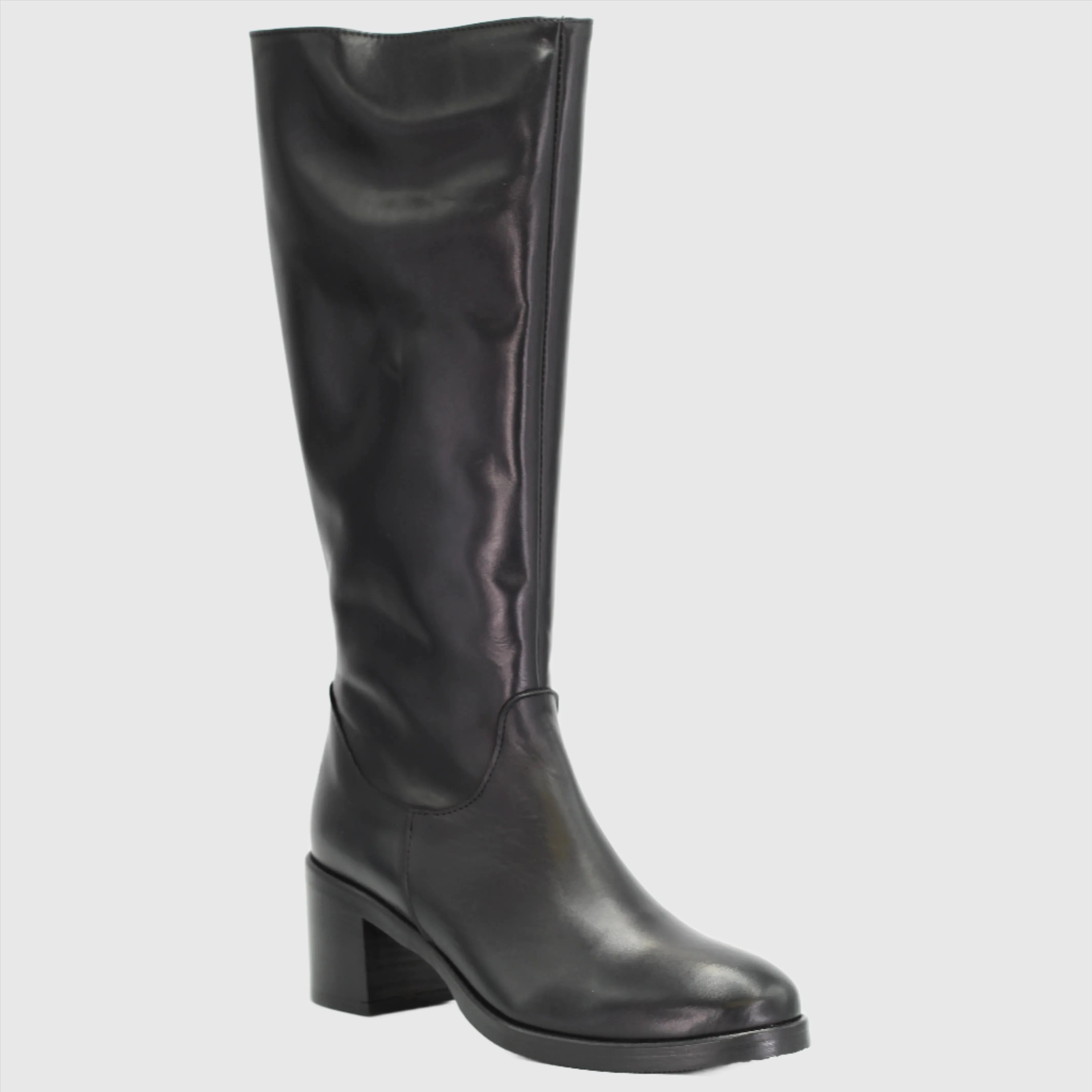 Women's heeled equestrian boot in calf leather nero (GC2599)